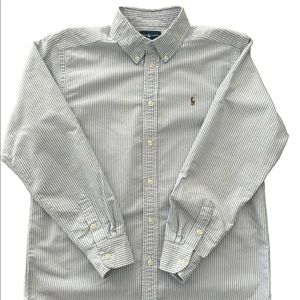 Ralph Lauren Blue and White Striped Oxford Shirt Boys Sz 18